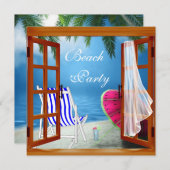 Invitation Palm Tree Beach Adult Beach Party (Devant / Derrière)