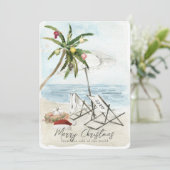 Invitation Palm Tree & Beach Chaises Tropical Holiday Card (Debout devant)