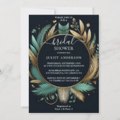 Invitation Palm Tree Beach Fête des mariées Verte Et Or (Devant)