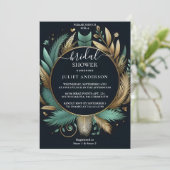 Invitation Palm Tree Beach Fête des mariées Verte Et Or (Debout devant)