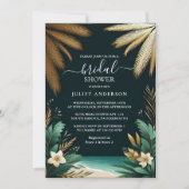 Invitation Palm Tree Beach Fête des mariées Verte Et Or (Devant)