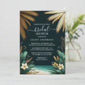 Invitation Palm Tree Beach Fête des mariées Verte Et Or (Debout devant)