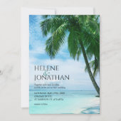 Invitation Palm Tree Beach Océan tropical Destination Mariage (Devant)