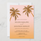 Invitation Palm Tree Beach Tropical Destination Mariage (Devant)