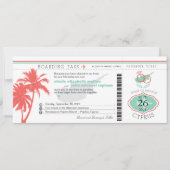 Invitation Palm Tree Boararding Pass à Chypre Mariage (Devant)