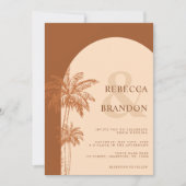Invitation Palm Tree Boho Beach Terracotta QR Code Mariage (Devant)