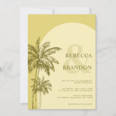 Invitation Palm Tree Boho Beach Yellow QR Code Wedding (Devant)