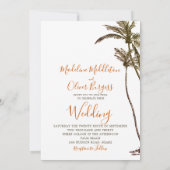 Invitation Palm Tree Burnt Orange moderne Mariage tropical (Dos)