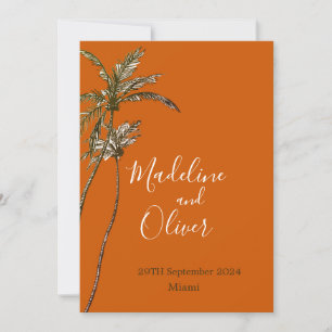 Invitation Palm Tree Burnt Orange moderne Mariage tropical