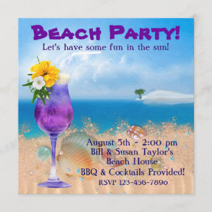 Invitation Palm Tree Cocktails Plage adulte