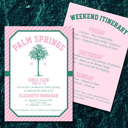 Invitation Palm Tree Country Club Bachelorette
