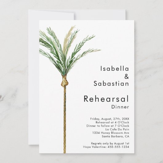 Invitation Palm Tree Destination Simple Mariage Répétition (Devant)