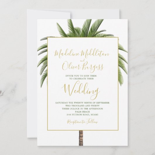 Invitation Palm Tree élégant moderne Tropical élégant Mariage (Dos)