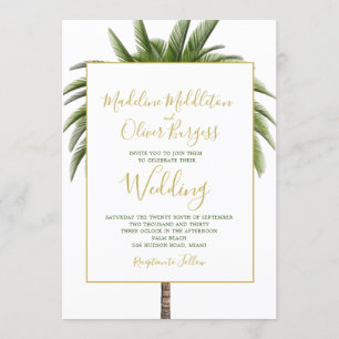 Invitation Palm Tree élégant moderne Tropical élégant Mariage