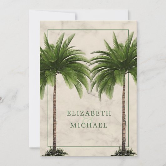 Invitation Palm Tree élégant vert moderne Formal Chic Mariage (Devant)