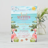 Invitation Palm Tree Flamants roses roses Tropical (Debout devant)