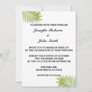 Invitation Palm Tree Foliage Vert Aquarelle Feuille Mariage
