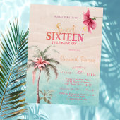 Invitation Palm Tree Hibiscus tropical Summer Sweet 16 Party