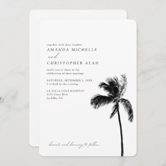 Invitation Palm Tree Mariage Photo Plage personnalisée (Devant / Derrière)