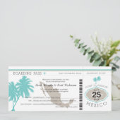 Invitation Palm Tree Mexico Boarding Pass Mariage (Debout devant)