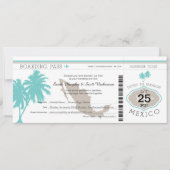 Invitation Palm Tree Mexico Boarding Pass Mariage (Devant)