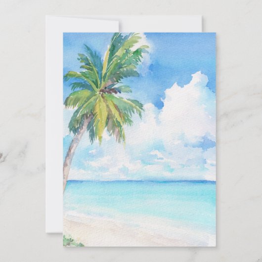 Invitation Palm Tree Minimal Island Tropical Island Beach Mar (Dos)