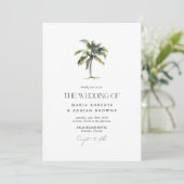 Invitation Palm Tree minimal Mariage de plage tropicale (Debout devant)