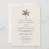 Invitation Palm Tree Minimalist Destination QR Code Wedding (Devant)