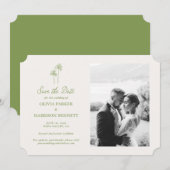 Invitation Palm Tree Photo Wedding Save the Date (Devant / Derrière)