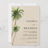 Invitation Palm Tree Plage de sable tropical Mariage tout en  (Devant)