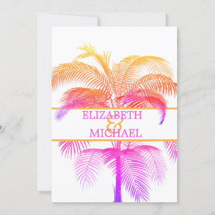 Invitation Palm Tree rose mariage élégant répétition moderne