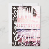 Invitation Palm Tree Shh Surprise Party Sunset Beach Birthday (Devant)