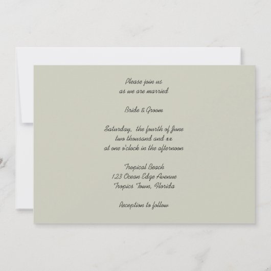 Invitation Palm Tree Silhouette Beach Mariage (Dos)