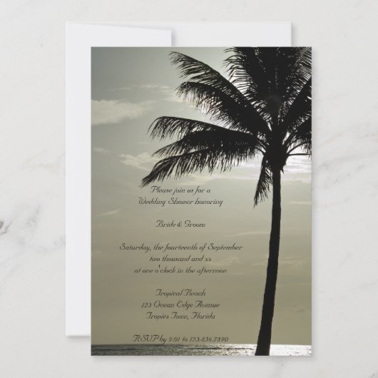 Invitation Palm Tree Silhouette Beach Mariage Douche (Devant)