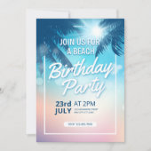 Invitation Palm Tree Sunset Plage adulte Anniversaire (Devant)