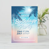 Invitation Palm Tree Sunset Plage adulte Anniversaire (Debout devant)