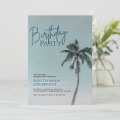 Invitation Palm Tree Tropical Beach Birthday Party  (Debout devant)