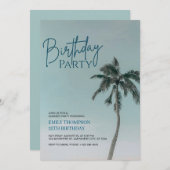 Invitation Palm Tree Tropical Beach Birthday Party  (Devant / Derrière)