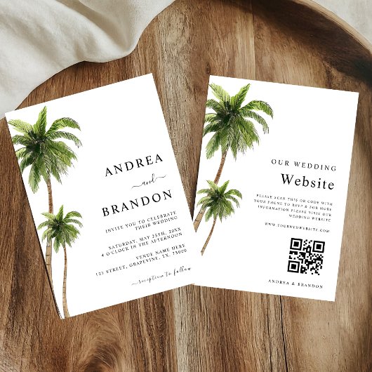 Invitation Palm Tree Tropical Destination Mariage Tout en un