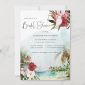 Invitation Palm Tree Tropical Floral Beach Fête des mariées (Devant)