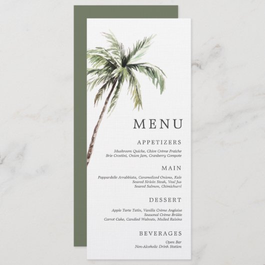 Invitation Palm Tree Tropical | Minimal Wedding Serif Menu (Devant / Derrière)