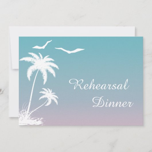 Invitation Palm tree tropical plage mariage dîner de répétiti (Devant)