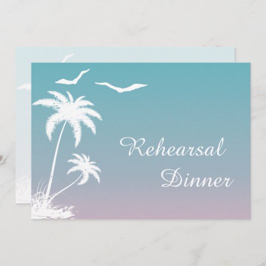 Invitation Palm tree tropical plage mariage dîner de répétiti (Devant / Derrière)