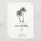 Invitation Palm Tree Tropical Rustic Coastal Anniversaire (Devant / Derrière)
