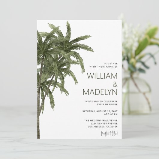 Invitation Palm Trees Mariage de l'île tropicale (Debout devant)