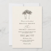 Invitation Palm Trees Minimalist Destination QR Code Wedding (Devant)
