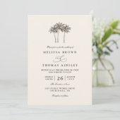 Invitation Palm Trees Minimalist Destination QR Code Wedding (Debout devant)