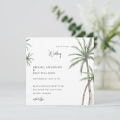 Invitation Palm Trees Tropical Square Wedding (Debout devant)