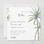 Invitation Palm Trees Tropical Square Wedding (Devant)
