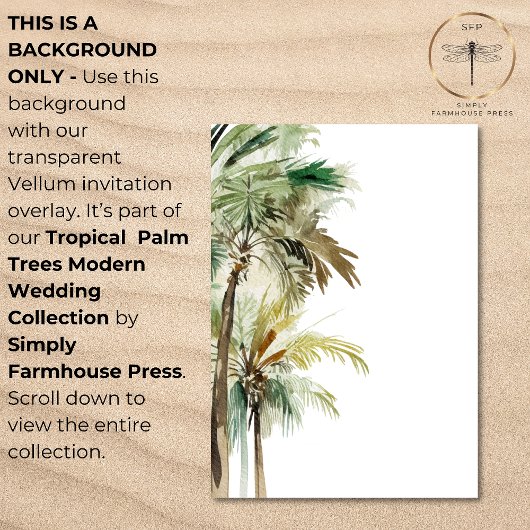 Invitation Palm Trees Vellum moderne Arrière - plan Mariage